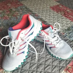 Women's K-Swiss Tubes. Size 8. White, Teal, Coral and Purple.